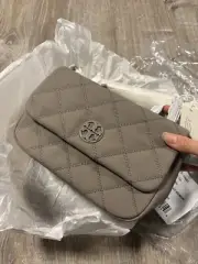 New Tory Burch Willa Small Shoulder Bag Crossbody In Gray Heron 149682