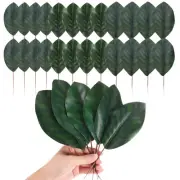 30Pcs Artificial Leaves, Fake Green Leaf with Stems for DIY 3Sizes