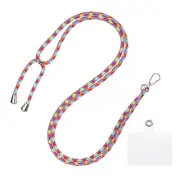 Phone Lanyard Adjustable Neck Lanyard with Transparent Patch Rainbow