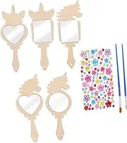 1 Set 's Wooden Hand Mirror Makeup Light Mirror Makeup Mirror Crafts for Vanity Mirror Light up Mirror for Makeup Crafts Ornaments for Khaki Pine