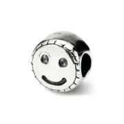 Smiley Face Kids Bead .925 Sterling Silver Antique Finish Reflection Beads