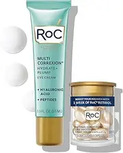 RoC Multi Correxion Hyaluronic Acid Anti Aging Under Eye Cream for Puffiness & Dark Circles (.5 OZ) + RoC Retinol Capsules (7 CT), Skin Care Routine, Fragrance & Paraben Free for Women and Men