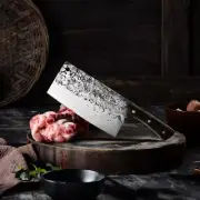 Forged Steel Cleaver Knife Kitchen Chef Butcher Slicing Chop Meat Wood Handle S