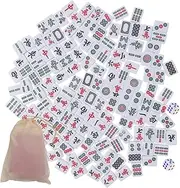QUMIIRITY 1 Set Travel Mini Mahjong Set Portable Mahjong Game Kit Tiles Fun for Parties and Gatherings Complete Accessories Included