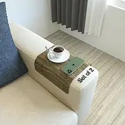 Set of 2 Wooden Sofa Tray, Armrest Tray Table for Couch, Foldable, Flexible Sofa Tray with 15.8" x 11", Snacks, Remote Control or Phone Holder | Celine