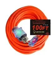 Extension Cord 100 ft 10 Gauge Heavy Duty Indoor Outdoor Outlet Power Extensi...