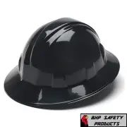 PYRAMEX HARD HAT BLACK FULL BRIM WITH 4 POINT RATCHET SUSPENSION, HP24111