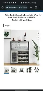 Wine Bar Cabinet with Detachable Wine Rack, Small Sideboard and Buffet...