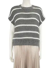 Grey Chunky Knit Stripe Top