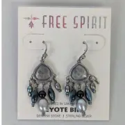 Peyote Bird Sterling Silver Chandelier Earrings Teardrop Beaded Western Boho NWT