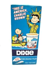 Peanuts 100 Kitchen Dixie Cups This is America Charlie Brown 5 oz New Open Box
