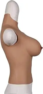 [FSYH] CDEG Cup Breast Forms Half Body Crossdressing Apparel High Collar Silicone Breast Plate with Gel Filler Artificial Boobs