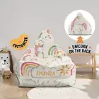 Beanbag Cover for Kids, Custom Name, Unicorn Rainbow Theme, Unicorn on the Back