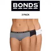 Bonds Womens Hipster Boyleg Breathable Cotton Stretchable Brief 3 Pack WUR4A