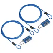 2Set 4 Digit Combination Lock 4.9' Security Cable Padlock Steel Lock, Blue
