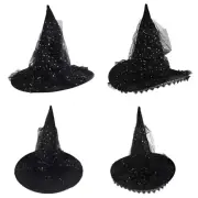 Spooky Witch Hat for Halloween Party Lace Sheer Accessories Unique Wizard Hat