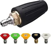 AIMALL 4000 PSI Turbo Pressure Washer Nozzle with Rotating Jet and 5 Spray Tips 1/4" Quick Connect, High-Efficiency Cleaner for Concrete, Brick, and Vinyl Surfaces