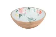 Ladelle Chelsea Premium Mango Wood Flower Pattern Serving Bowl Large Kitchenware