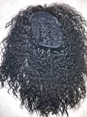 Women curly black synthetic hair wig and ponytail hair piece, soft & voluminous