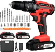 NUZEKY Cordless Drill Driver 21V: Powerful Set with 2 Batteries, 24PCS Bits