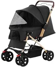Pet Stroller Dog Stroller Foldable Dog Stroller with 4 Wheels Cat Stroller Pet Stroller for Small Medium Cats Dogs Folding Stroller for Travel Walk Cat Stroller Dog Strollers(Size:Black)