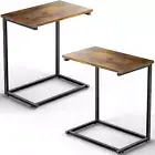 Pipishell C Shaped End Table Set of 2, Side Table for Couch Slide Under, C Table