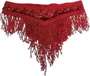 [UGLYAF] Belly Dance Costume Women Sequins Hip Scarf Wrap Bellydancing Belts with Tassel Beads Waist Chain T201