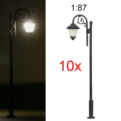 10Pcs Model Trains HO Scale 1:87 Lamp Street Lights LEDs 3In