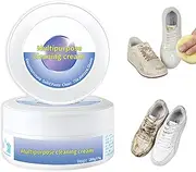 [Wisebom] White Shoe Cleaning Cream, Multifunctional 260g white Shoe cleaner with wiping Sponge for sports shoes and casual shoes, Uses organic ingredients to clean shoes and effectively remove stains,