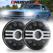For Ford Mustang 1965-1978 7" INCH Round LED Headlights Hi/Lo Sealed Beam 2PCS