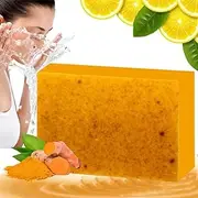 Lemon Turmeric Kojic Acid Soap Bar, Brightening Lemon Turmeric & Kojic Acid Soap, Natural Turmeric Soap Bar for Face & Body, Turmeric Moisturizing Soap, Lemon Turmeric Soap