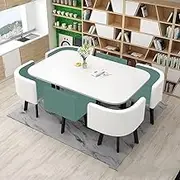 Office Conference Tables Dining Table and 6 Chairs, 90 x 150cm Reception Table with Metal Bracket, Meeting Room Negotiation Business Coffee Table(1)