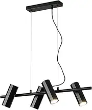 4 Light LED Pendant Fixture, Modern LED Chandelier Light with Adjustable Height, Island Lights for Kitchen Dining Room Living Room or Bar, 66CM, Black,GU10 Bulbs Included