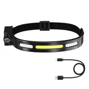 Waterproof COB LED Motion Sensor Head Torch Headlight USB Rechargeable Headlamp