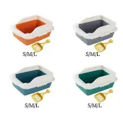 Open Top Cat Litter Box Deep Loo Toilette Sand Box Container Pet Litter Tray Pan