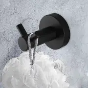 Bathroom Kitchen Cloth Towel Holder Hat Hanger Double Robe Hook Round Black Wall