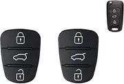 2X 3 Button Remote Key Fob Case Rubber Pad for Hyundai I10 I20 I30 Flip Key Key Shell Case for Car, Black, 7.62x6.35x0.05 cm; 50 Grams
