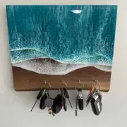 Modern Ocean Wave Wall Mounter Key Holder, Wooden Letters Rack Housewarming Gift