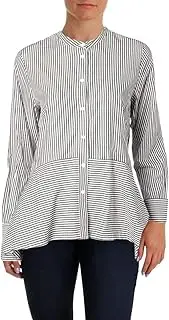 [French Connection] Womens 72JCX Summer Stripe Mix Long Sleeve Button Down Top Long Sleeve Button Down Shirt - Black