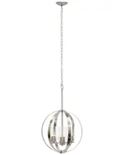 Lalia Home 3-Light 18in Adjustable Industrial Globe Hanging Metal And Clear Glass Ceiling Pendant NoSize Silver