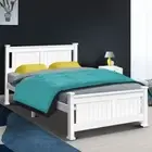 Double Size Wooden Bed Frame Kids Adult Bedroom Mattress Base Timber Slats White