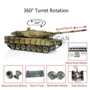 1/16 Henglong 7.0 Yellow Leopard2A6 RTR RC Tank 3889 Metal Tracks Barrel Recoil