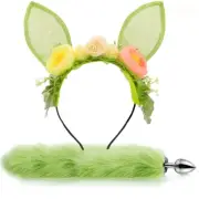 Fox Tail Anal Plug Plush Cat Ears Headbands Set For Women Toys fabric,silicone B