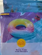 Sun Squad Inflatable Swim Tube Water Float With Handles Cotton Candy