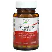 Pure Essence, Vitamin-D, 5,000 IU, 30 Vegi-Caps