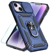 Compatible with iPhone 14 Plus Case with HD Screen Protector & Slide Blue