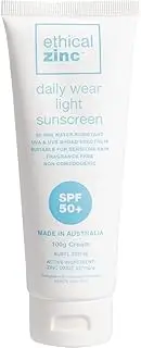 Ethical Zinc SPF50+ Daily Wear Light Natural Zinc Sunscreen Sensitive Fragrance Free Vegan Face & Body
