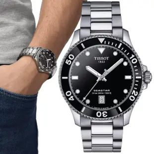 【TISSOT 天梭 官方授權】SEASTAR 1000 經典時尚300米潛水石英腕錶 母親節 禮物(T1204101105100)