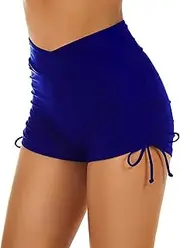 [Tournesol] Women's Swim Shorts High Waisted Bathing Suit Bottoms V Cross Waist Swimsuit Boy Shorts Bikini Tankini Board Shorts