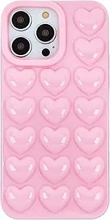 DMaos for iPhone 14 Pro Max Case for Women, 3D Pop Bubble Heart Gel Cover, Cute Girly for iPhone14 Pro Max 6.7 inch - Baby Pink
